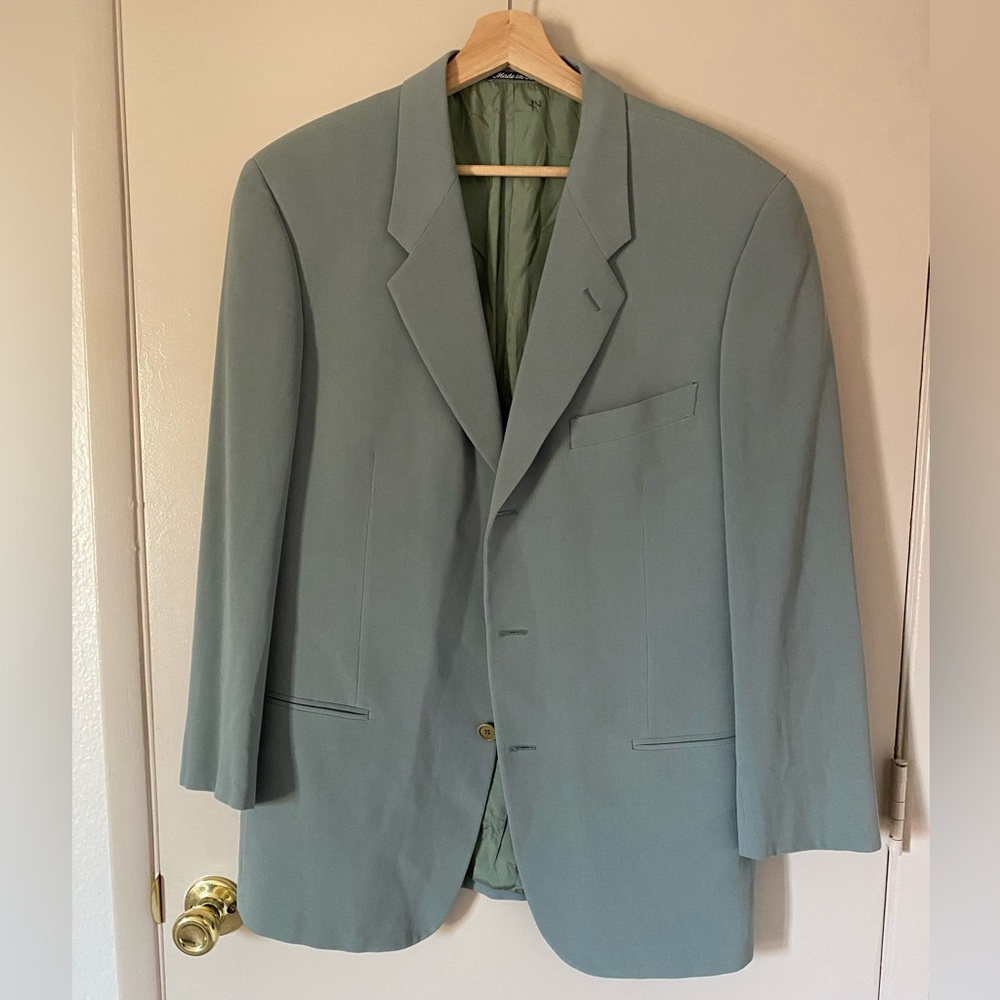 ARMANI Vintage Blazer Satin Lined Oversized Sage Celery Green